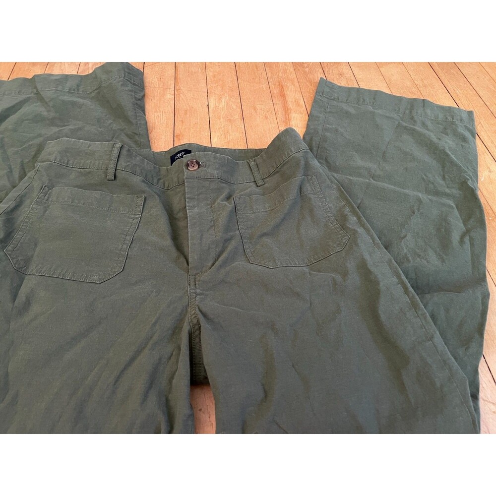 J.Crew Women's Lizzie Wide Leg Pant Size 31 Green Linen Blend Stretch Comfort